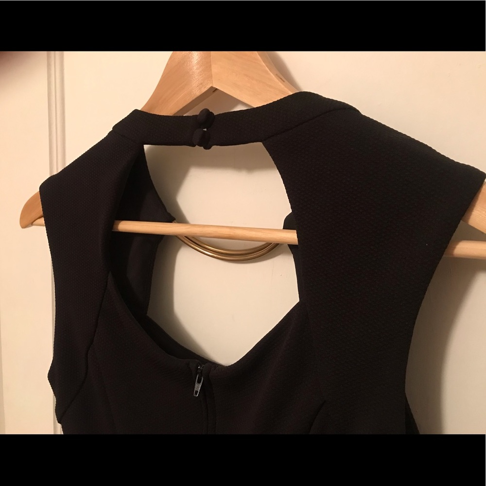 Bisou Bisou Vintage Black Cocktail Dress with Gold Neck Detail- size 2 - Picture 3 of 6
